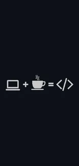 Minimalist wallpaper with laptop, coffee, and code symbols for tech enthusiasts.