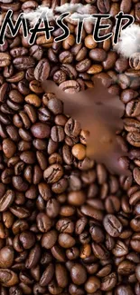 Brown coffee beans with textured pattern.