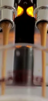 Close-up of coffee machine pouring espresso into a cup.