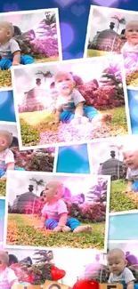 Colorful baby collage with outdoor backgrounds.