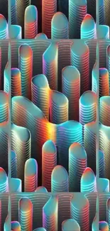 Colorful 3D abstract art wallpaper with rainbow hues.