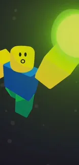 3D block character with glowing orb in hand on a vibrant background.