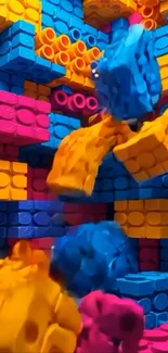 Colorful 3D block wallpaper with vibrant hues.