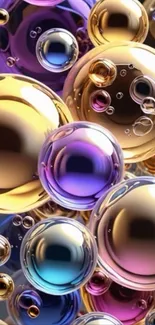 Vibrant 3D bubbles in colorful hues, perfect for wallpaper.
