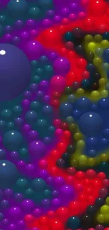 Vibrant 3D wallpaper with colorful bubbles.