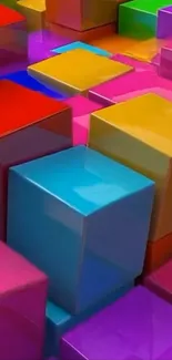Colorful 3D cubes forming vibrant pattern.