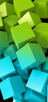 Vibrant 3D cubes in green and blue.