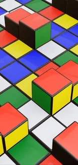 Vibrant 3D colorful cubes wallpaper design.