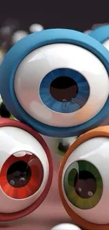 Colorful 3D eyeball pattern wallpaper.