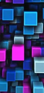 3D geometric wallpaper with colorful blocks