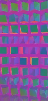 Colorful 3D geometric cubes on a pink background.