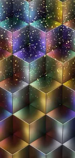 Colorful 3D geometric cubes wallpaper with a modern aesthetic.