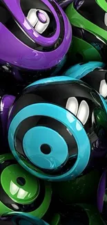 Colorful 3D spheres in vibrant hues.