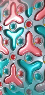 Colorful abstract 3D geometric wallpaper design.