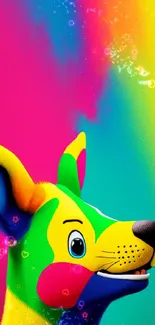 Colorful abstract animal art wallpaper with vibrant colors and playful design.