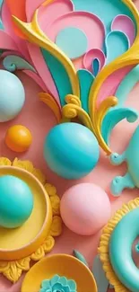 Colorful abstract art wallpaper with vibrant shapes.