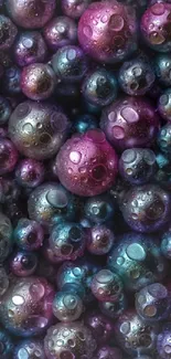 Colorful abstract bubbles with vibrant purple hues on mobile wallpaper.