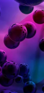 Abstract mobile wallpaper with vibrant purple and pink bubbles.