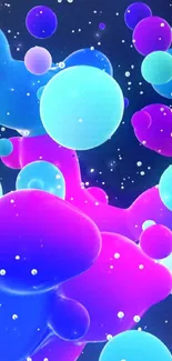 Colorful abstract bubble wallpaper in cyan blue and purple tones.