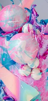 Vibrant abstract cake with pastel colors as a phone wallpaper.