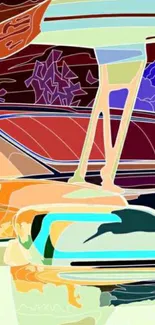 Vibrant abstract car wallpaper with colorful design.