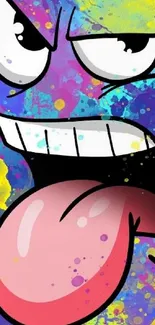 Vibrant cartoon face on abstract colorful background wallpaper.