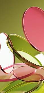 Vibrant abstract circles in green and pink on a mobile wallpaper.