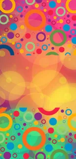 Colorful abstract circle pattern wallpaper for mobile phones.