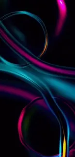 Colorful abstract circles with neon swirls on a dark background.