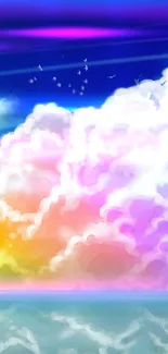 Colorful abstract cloud wallpaper with vibrant hues and a serene sky.