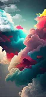 Colorful abstract cloudscape wallpaper with vibrant teal and pink hues.