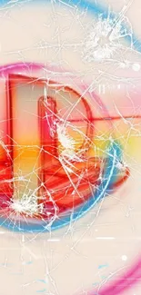 Colorful abstract mobile wallpaper with cracked design and vibrant hues.