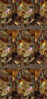 Colorful abstract crystal pattern wallpaper for mobile devices.