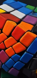 Colorful abstract geometric cube art wallpaper