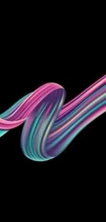 Colorful abstract swirl on black background wallpaper.