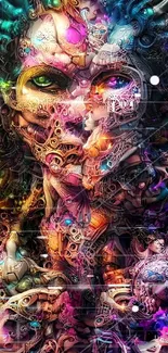 Colorful abstract cyber creature design with intricate, vibrant details.