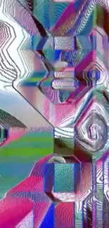 Colorful abstract digital art wallpaper with geometric patterns.