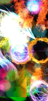 Bright, colorful abstract wallpaper with dynamic energy and light effects.