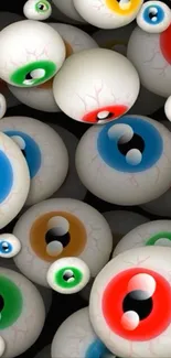 Colorful abstract eyeball design wallpaper with vibrant hues.