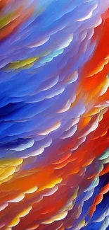 Colorful gradient feather design wallpaper with vibrant abstract art.