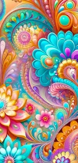 Colorful abstract floral art with swirling patterns.