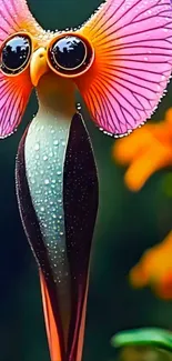 Whimsical abstract flower with vibrant colors and unique design.