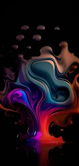 Colorful abstract fluid art on black background wallpaper.