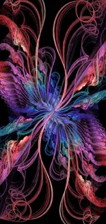 Colorful abstract fractal design mobile wallpaper with vibrant swirls.