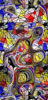 Colorful abstract geometric art wallpaper with dynamic shapes.