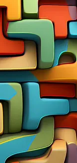Colorful abstract geometric wallpaper with interlocking shapes.