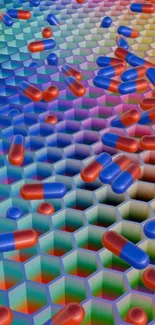 Colorful geometric wallpaper with capsules.