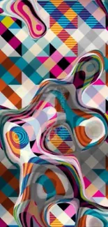 Vibrant colorful abstract geometric pattern mobile wallpaper
