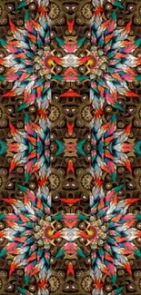 Vibrant geometric abstract wallpaper with colorful patterns and intricate designs.