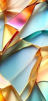 Abstract glass art with vibrant colors and dynamic shapes.